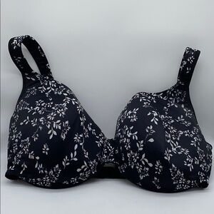 Voglo Floral Black Women's Padded Underwire Bra Plus Size 44H